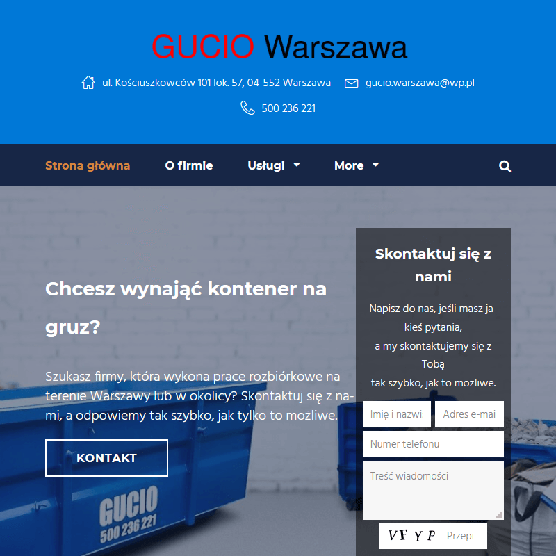 Wynajem kontenera na gruz w Warszawie